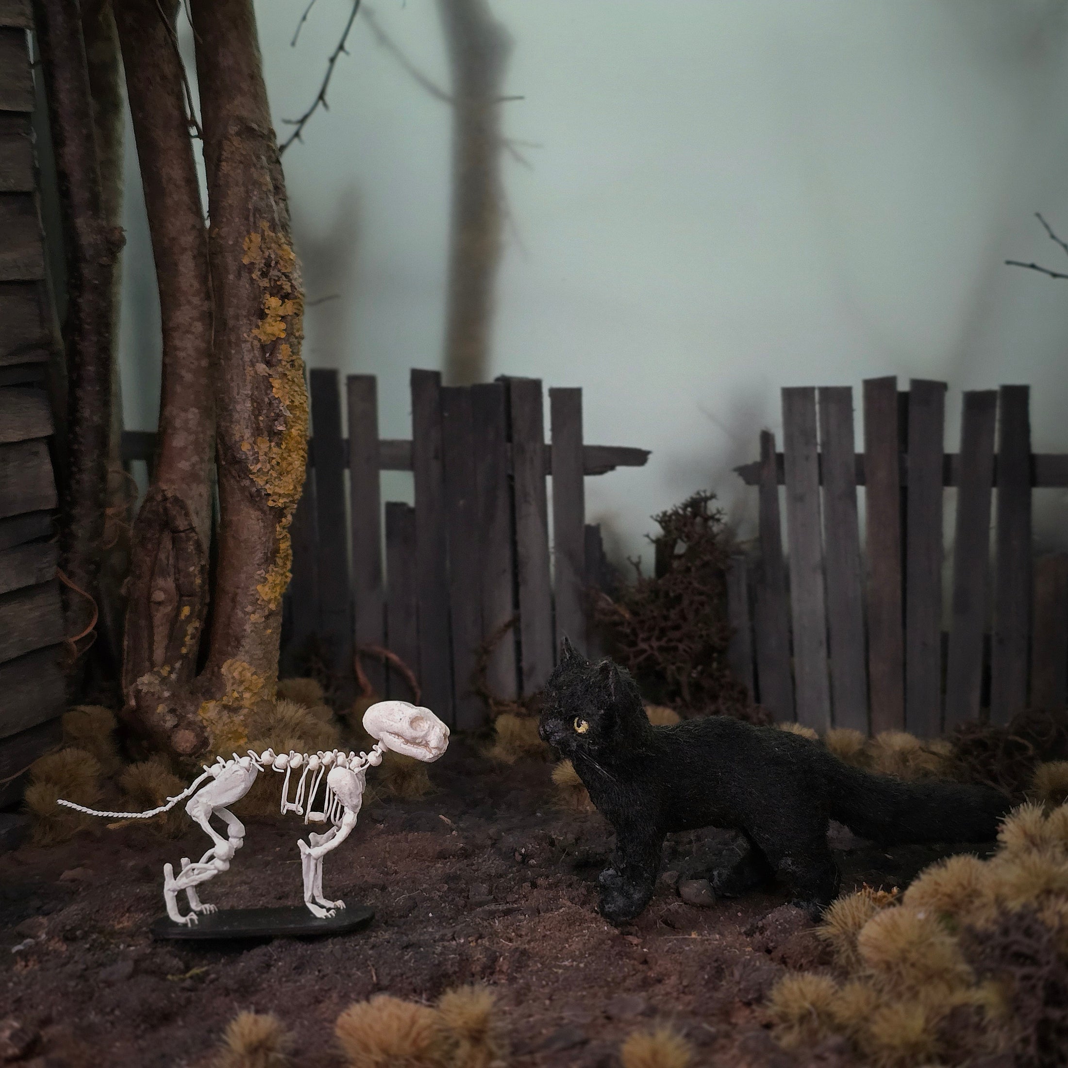 Koni Coursien & Teresa Dudley Hand-Sculpted Spooky Cat Skeleton