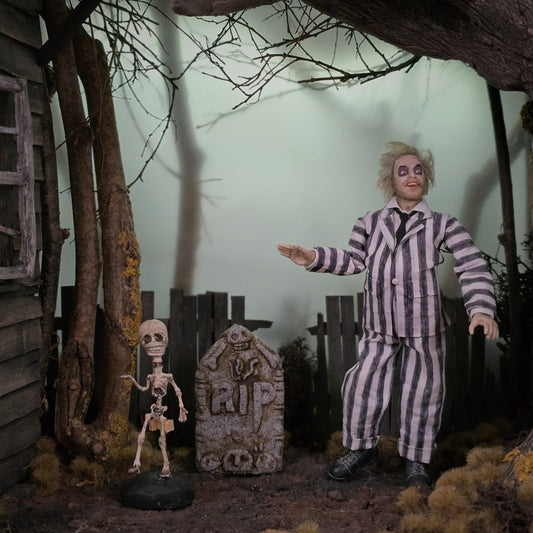 Clay Oddities Skeleton on Black Display Base Spooky Decor in 1:12 Scale
