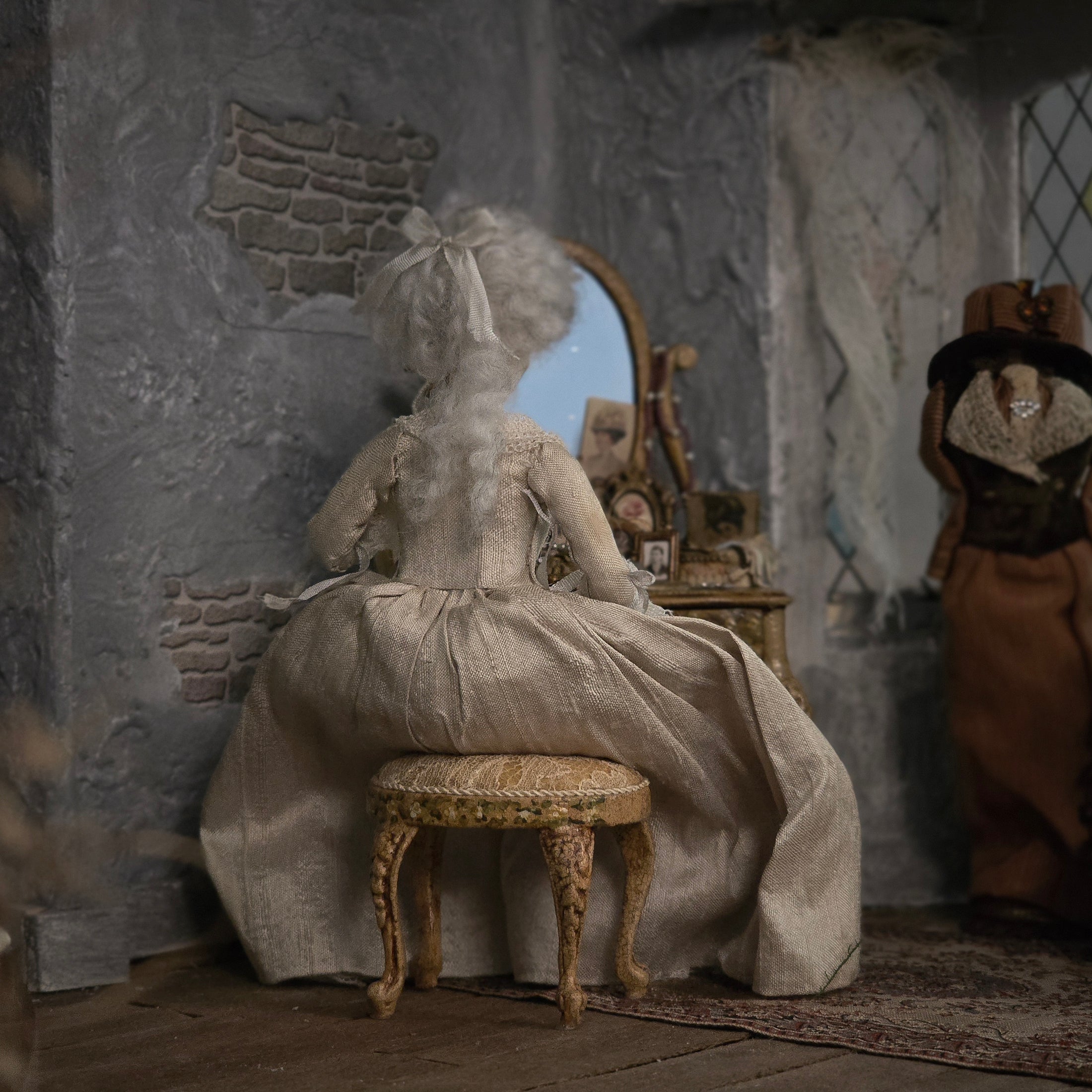 Julie Campbell Ghost Grandmother Seated Dollhouse Doll in Period Gown