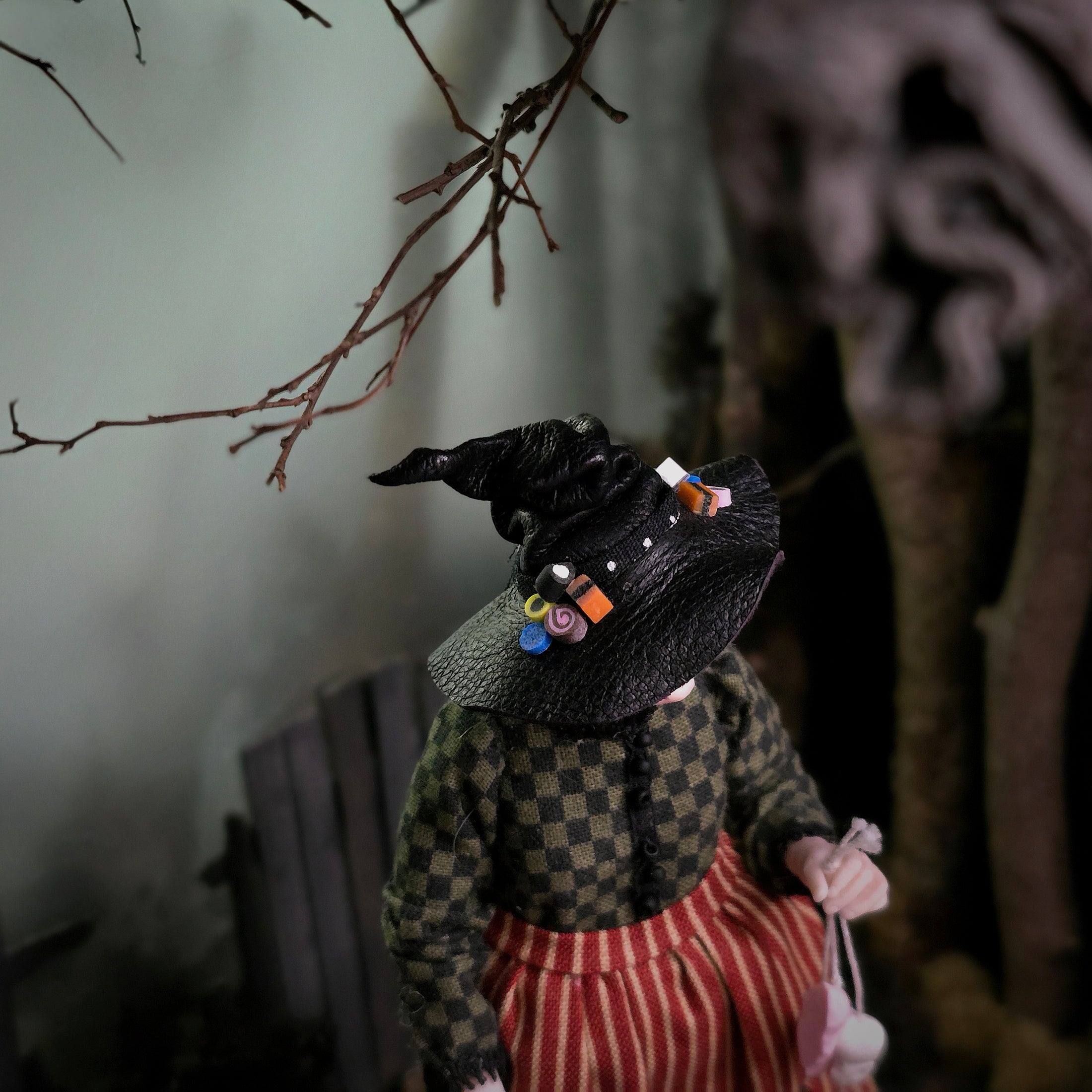 Julie Campbell Dollhouse Doll Witch & Her Spooky Sweets Cart IGMA