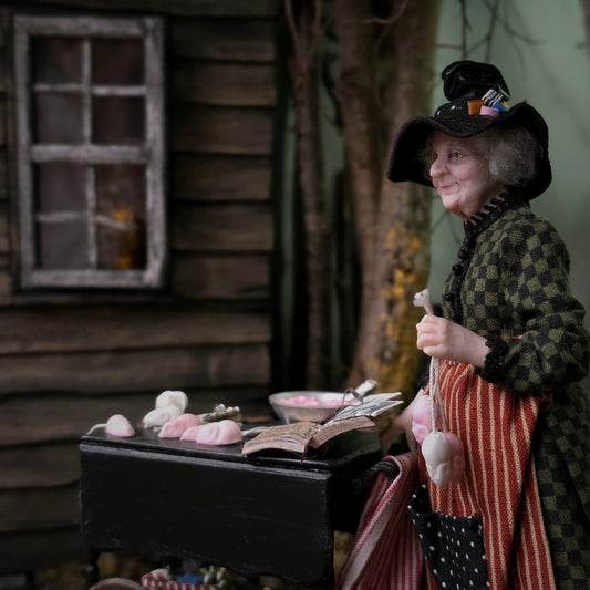 Julie Campbell Dollhouse Doll Witch & Her Spooky Sweets Cart IGMA