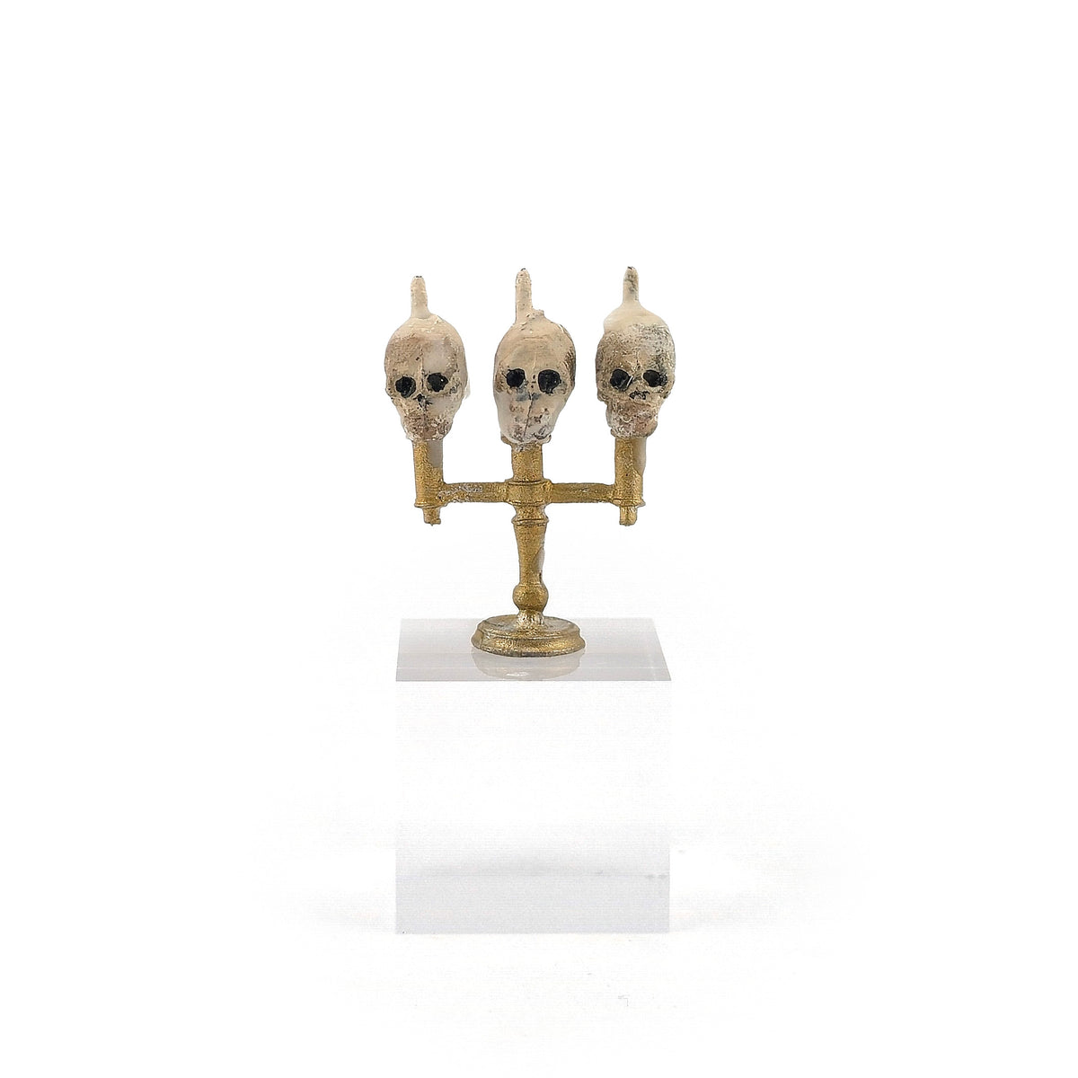 Spooky Skull Candle Candelabra Halloween Dollhouse Miniature