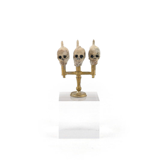 Spooky Skull Candle Candelabra Halloween Dollhouse Miniature