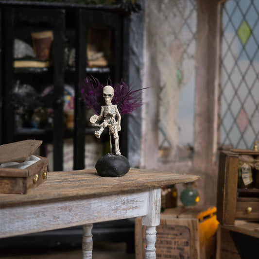 Fairy Skeleton Sculpture Halloween Dollhouse Miniature Shelf Sitter
