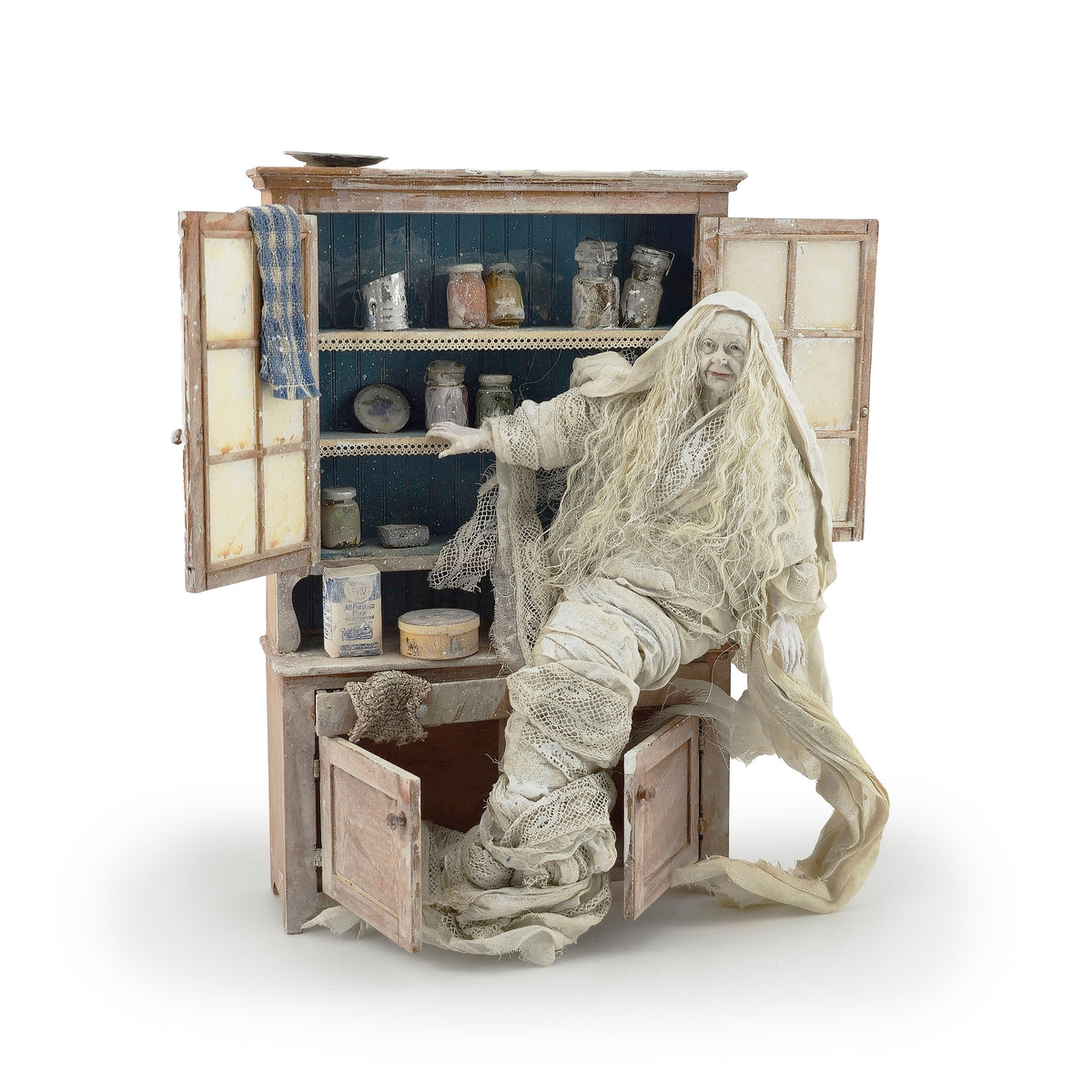 RESERVED RICK The Kitchen Witch Ghost Sculpted Doll & Cabinet Marcia Backstrom OOAK