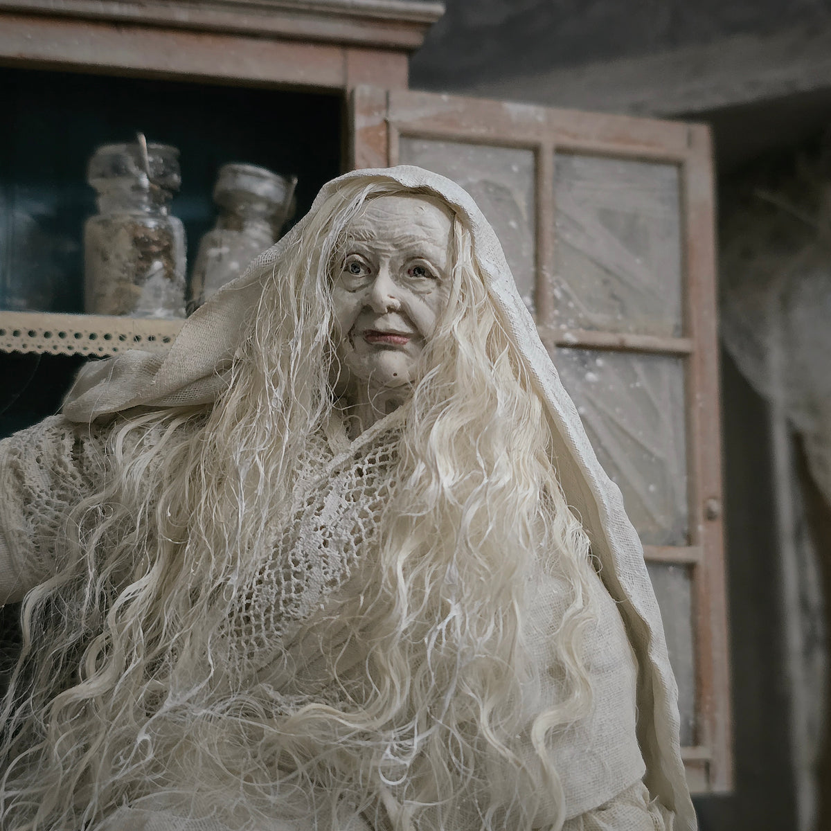 RESERVED RICK The Kitchen Witch Ghost Sculpted Doll & Cabinet Marcia Backstrom OOAK