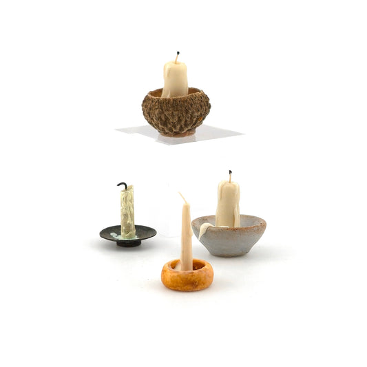 Artisan Melted Wax Candles in Assorted Holders Miniature Set of Four