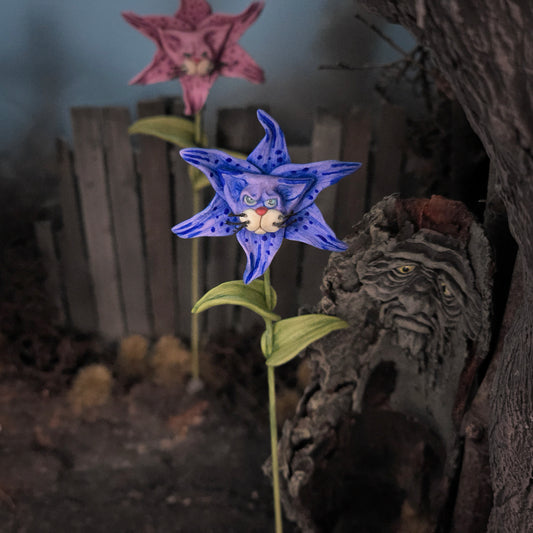 Georgia Marfels Blue Tiger Lily Cat Flower Stem with Blue Eyes