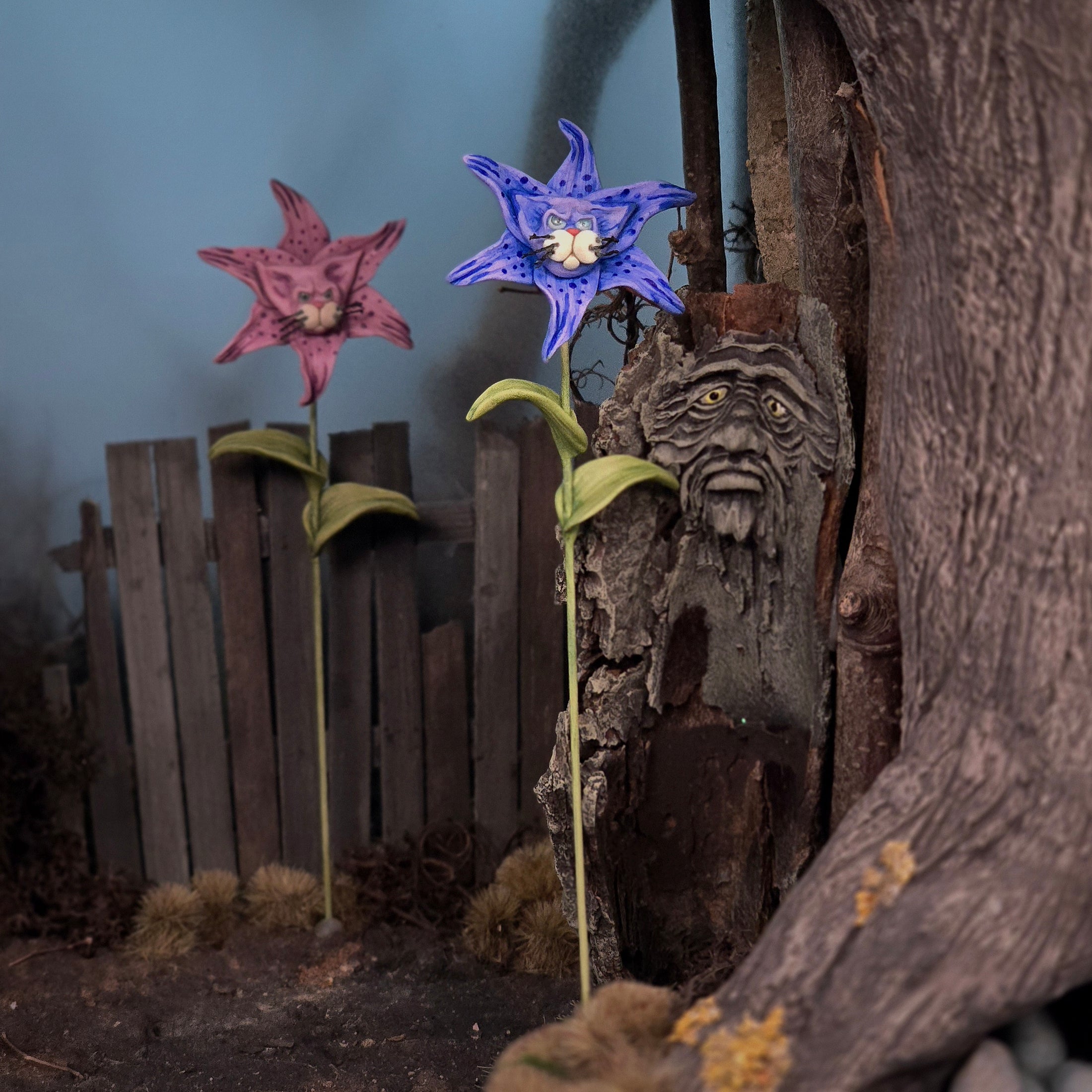 Georgia Marfels Blue Tiger Lily Cat Flower Stem with Blue Eyes