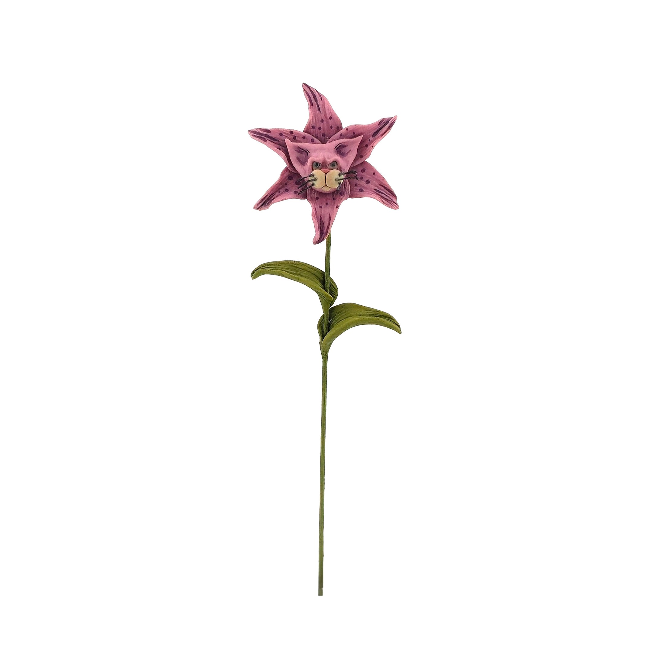 Georgia Marfels Purple-Pink Tiger Lily Cat Flower with Blue Eyes
