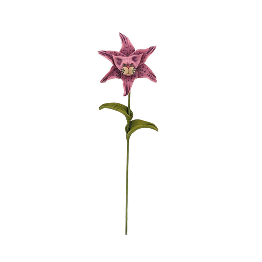 Georgia Marfels Purple-Pink Tiger Lily Cat Flower with Blue Eyes