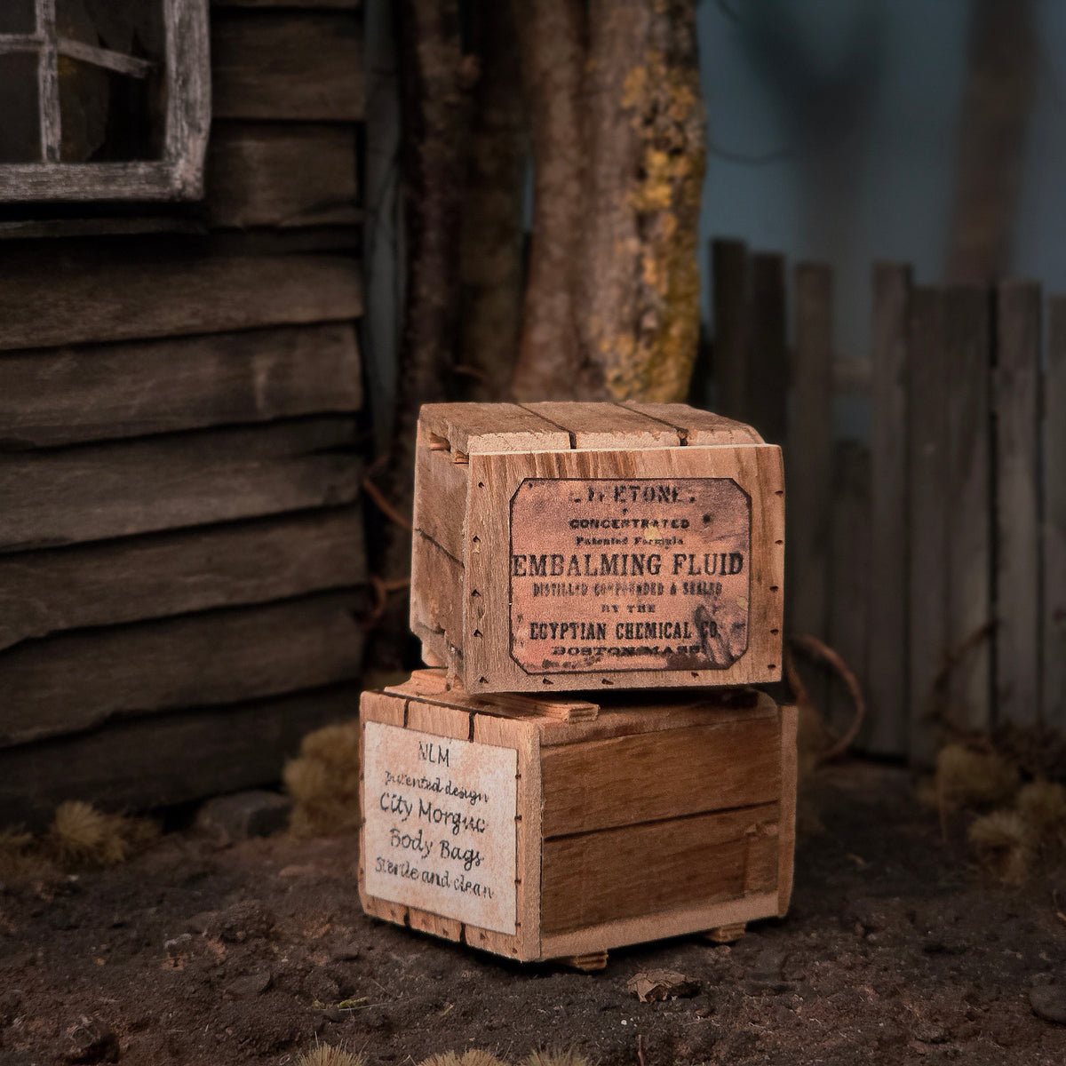 Box of Embalming Fluid Bottles Dollhouse Miniature