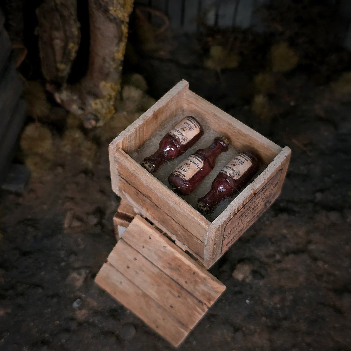 Box of Embalming Fluid Bottles Dollhouse Miniature