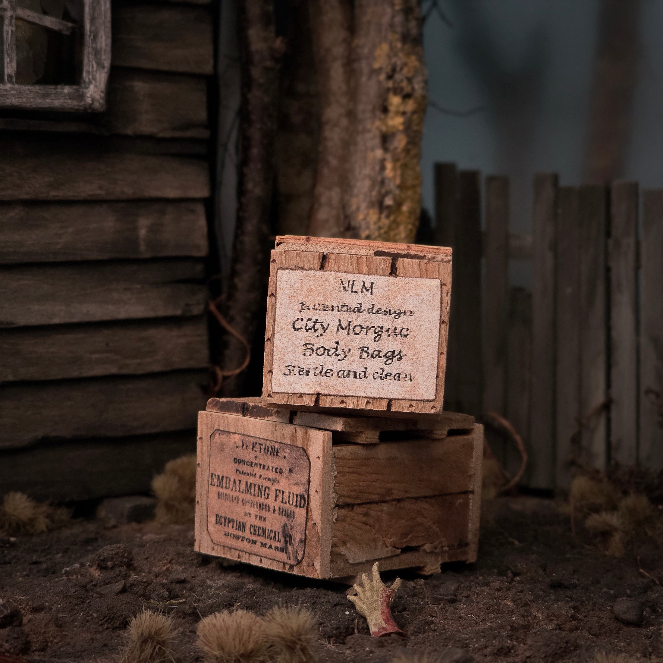 City Morgue Body Bags Crate Dollhouse Miniature