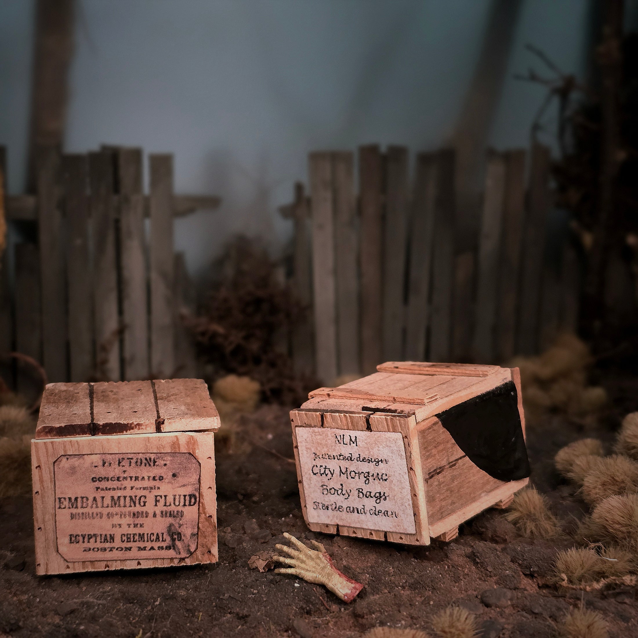City Morgue Body Bags Crate Dollhouse Miniature