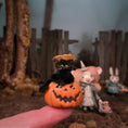 Load image into Gallery viewer, Black Cat in Jack-o’-Lantern by Bridget McCarty Halloween Decor
