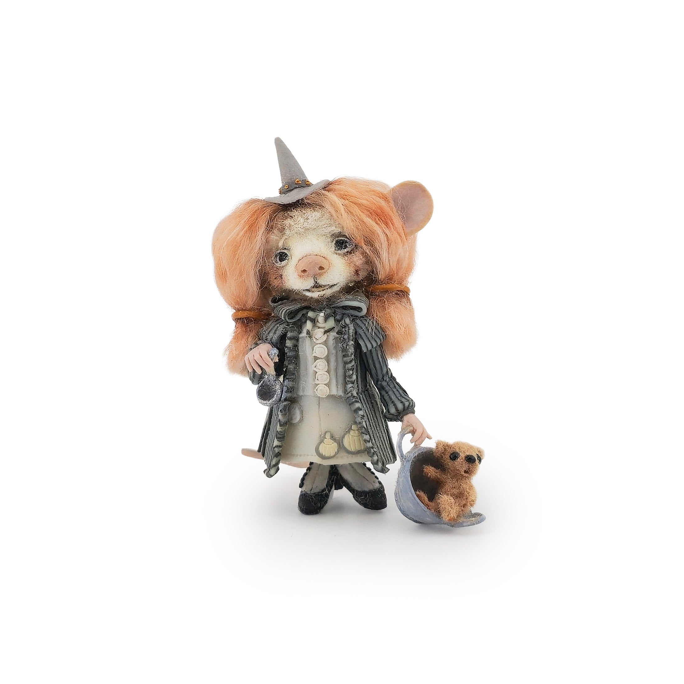 Witchy Field Mouse Character with Teddy Bear by Aleah Klay
