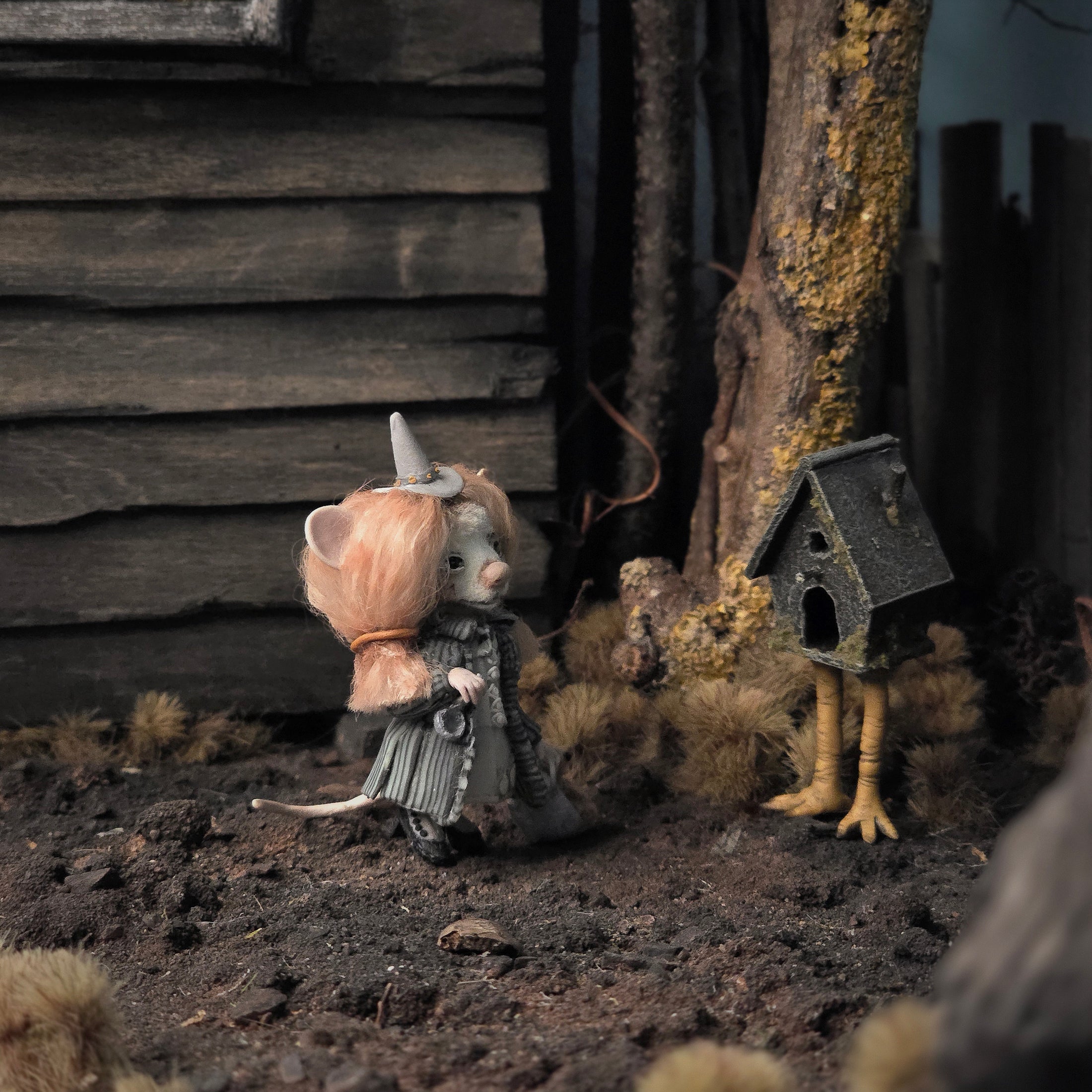 Witchy Field Mouse Character with Teddy Bear by Aleah Klay