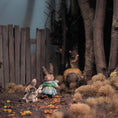 Load image into Gallery viewer, Bunny Girl with Baby Rabbit Fall Pull Cart by Aleah Klay
