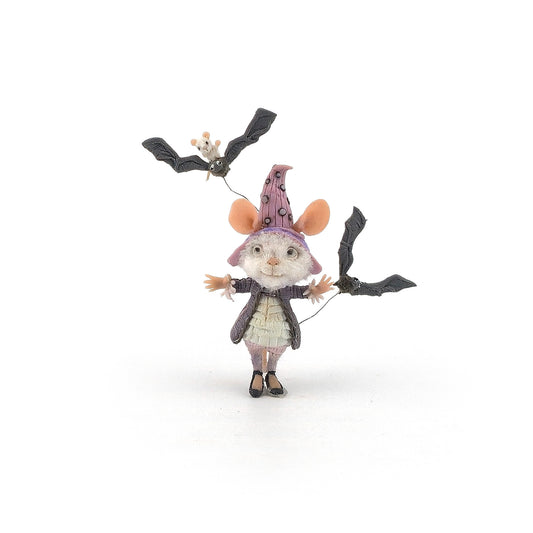 Witch Mouse Character Doll with Flying Bats by Aleah Klay