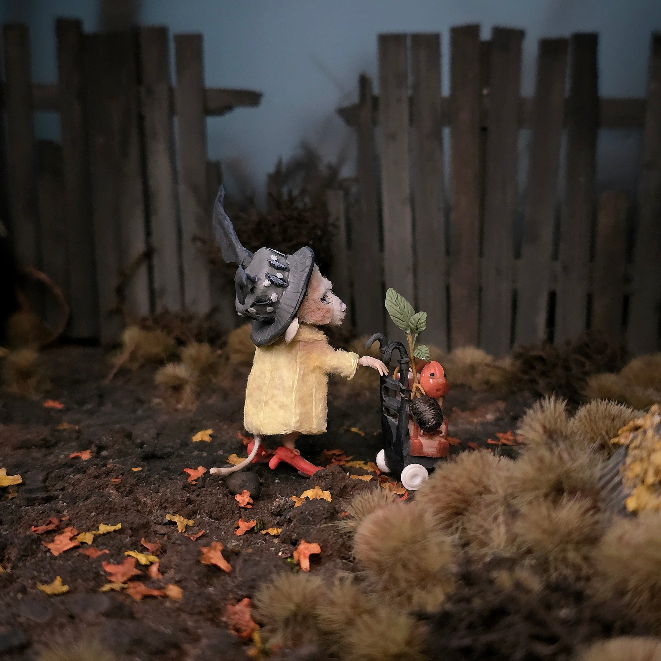 Witch Mouse Character Doll with Traveling Cart by Aleah Klay