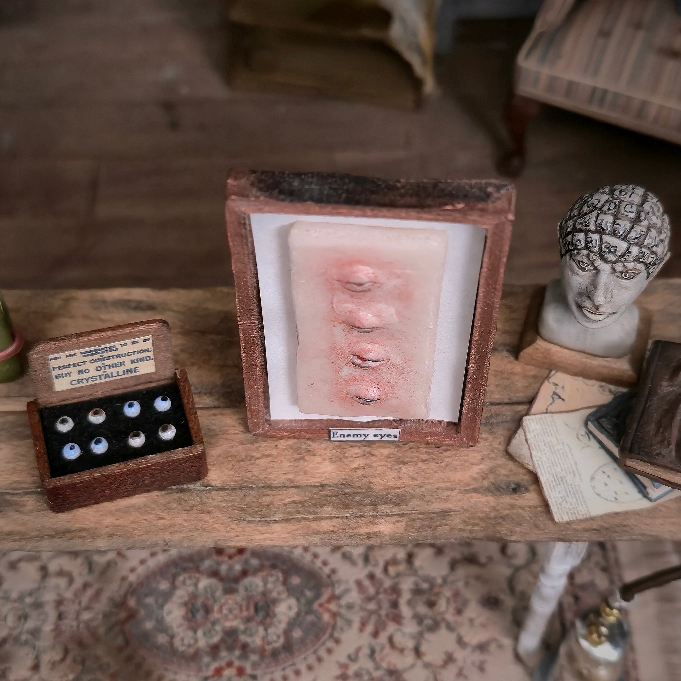 Miniature “Enemy Eyes” Framed Curiosity Dollhouse Wall Art