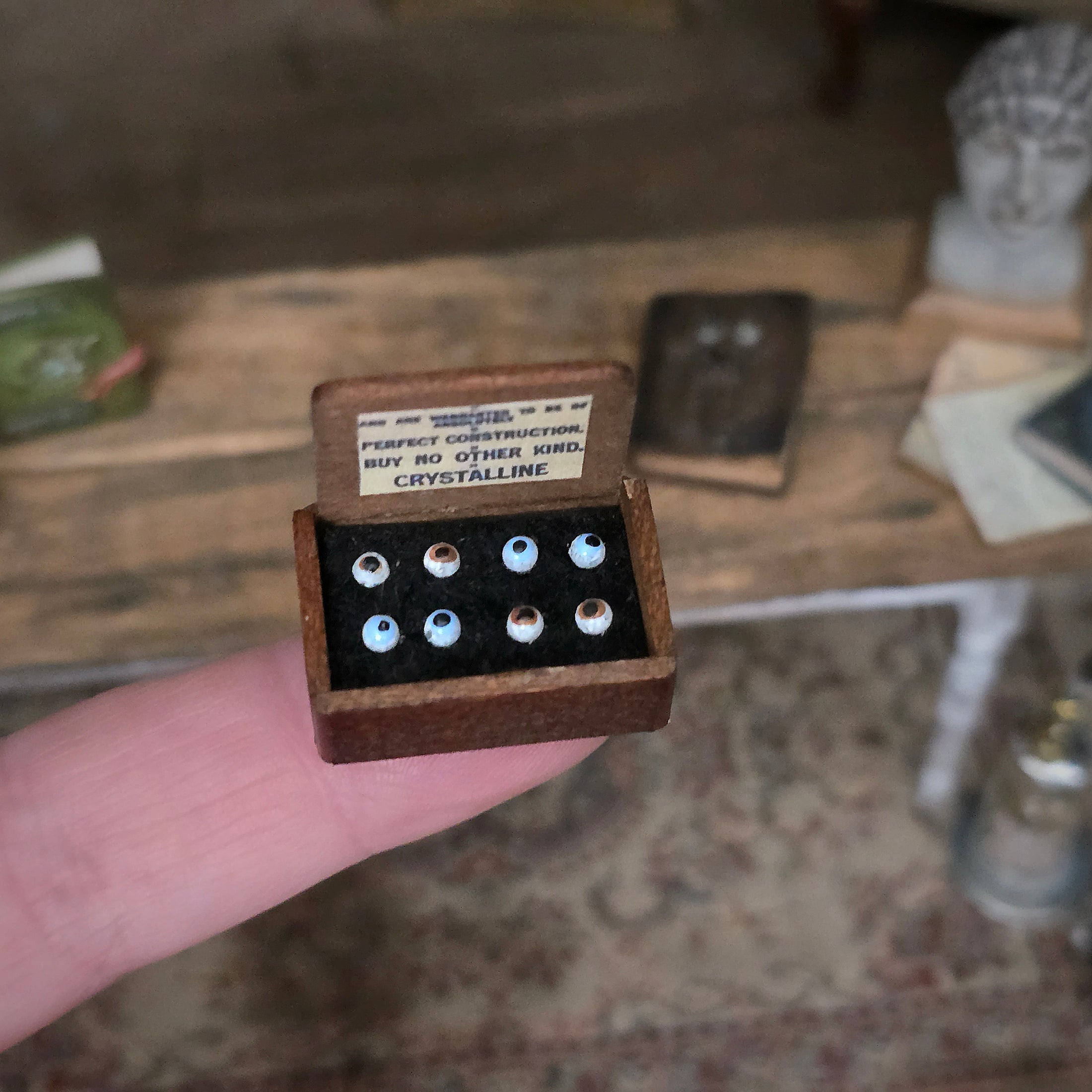 Miniature “Crystalline” Eyeball Display Box Spooky Decor