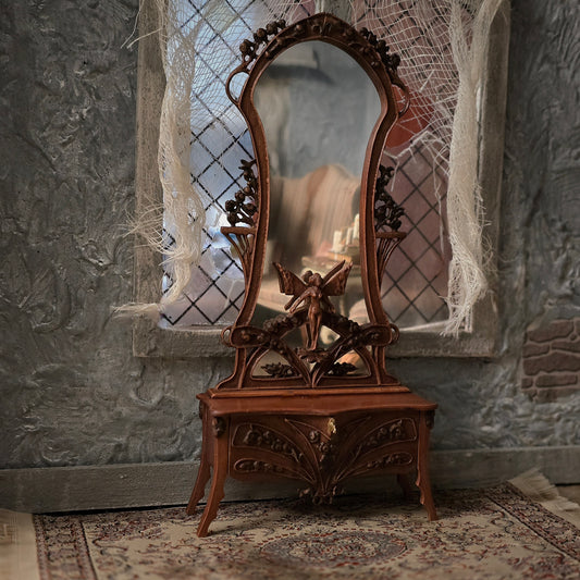 Cristina Noriega Hand-Carved Art Nouveau Fairy Mirror in 1:12 Scale