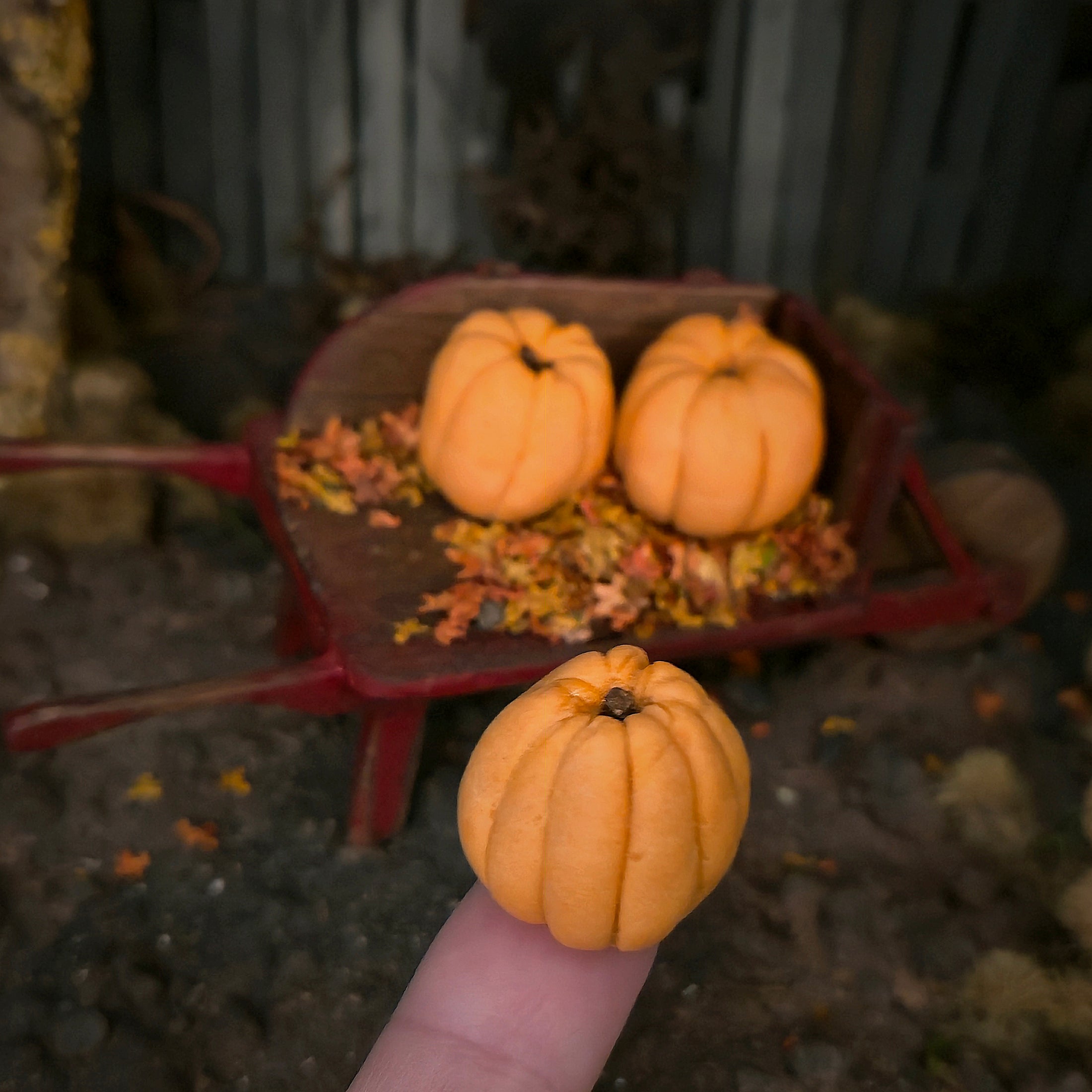 Hand-Sculpted Orange Pumpkin Trio Dollhouse Miniatures in 1:12 Scale