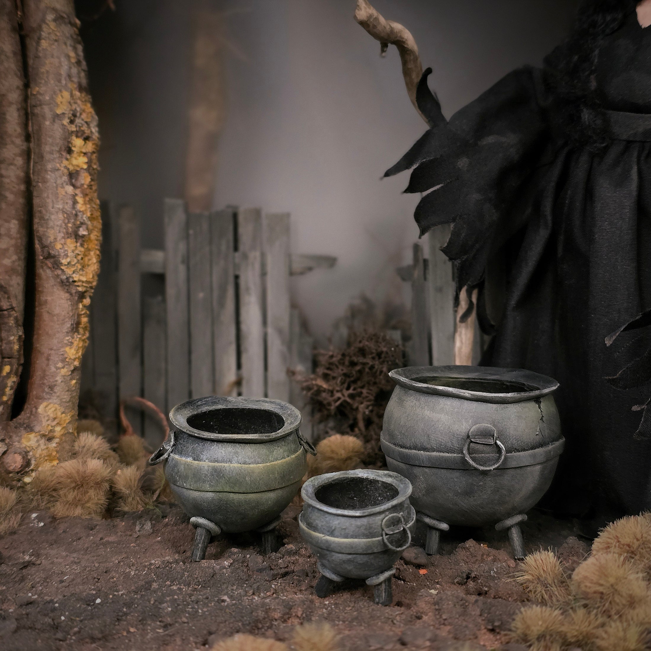 Georgia Marfels Clay Halloween Cauldron Trio Dollhouse Miniatures