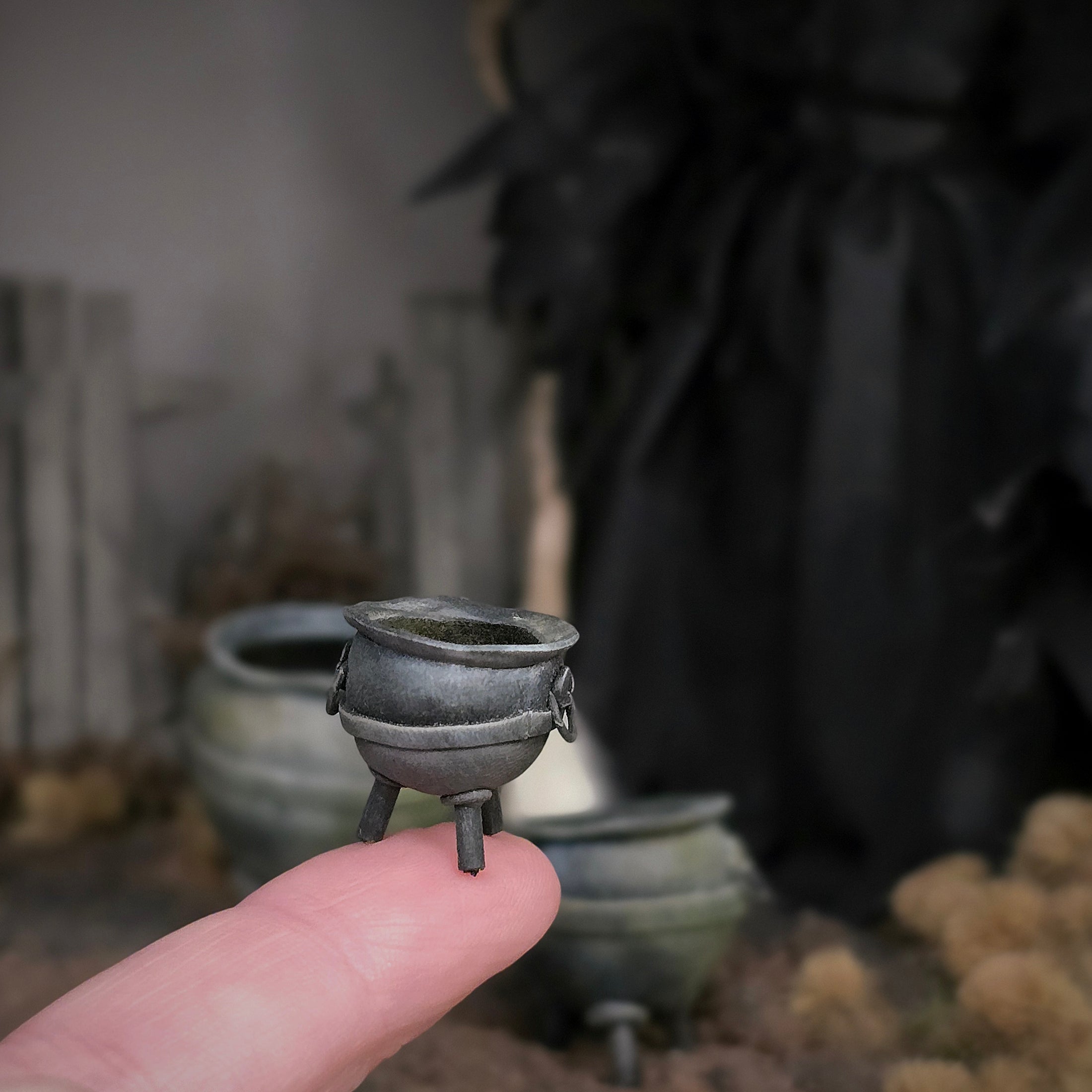 Georgia Marfels Hand-Sculpted Witch's Cauldron Set in 1:12 Scale