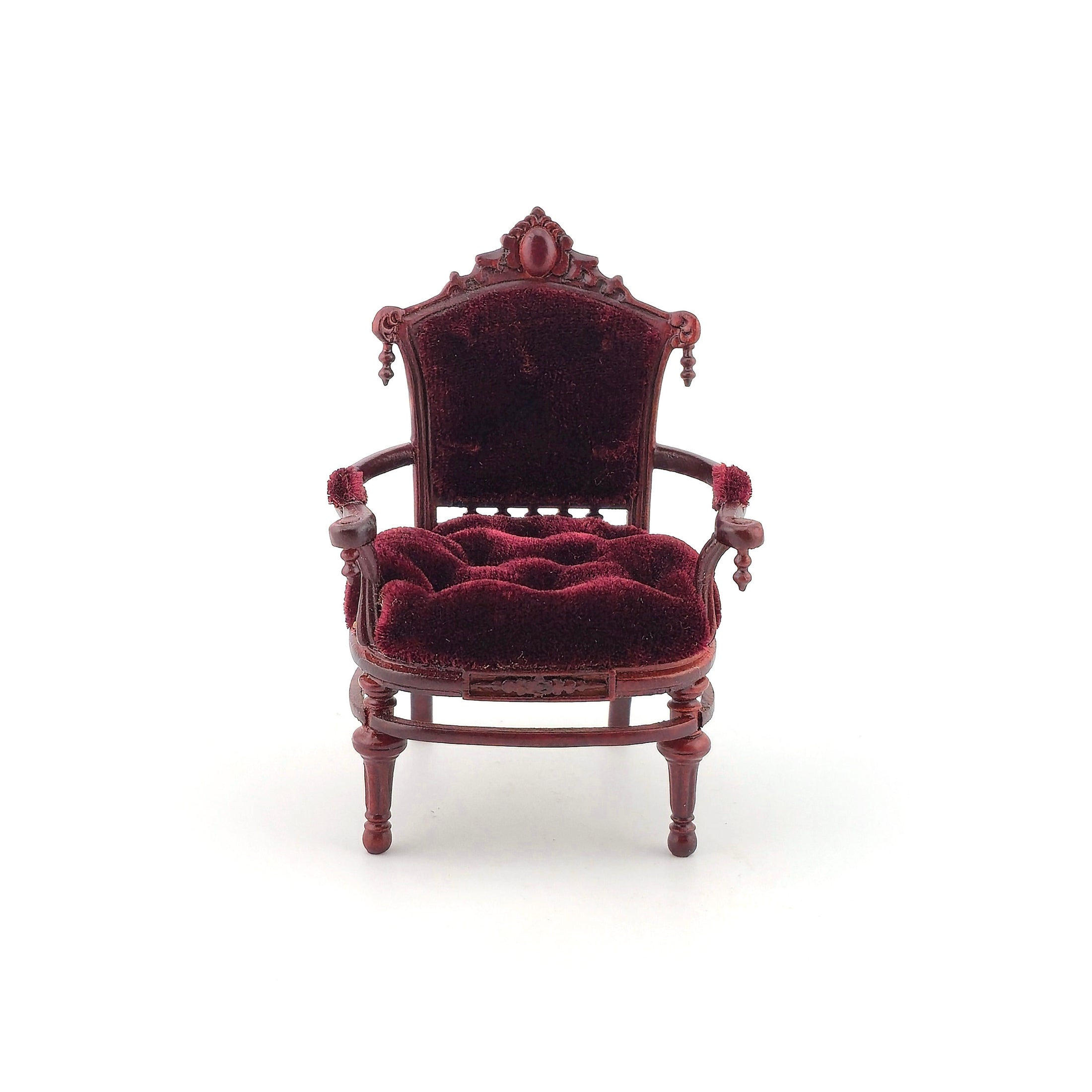 Vintage Bespaq Burgundy Velvet Armchair Miniature 1:12 Scale