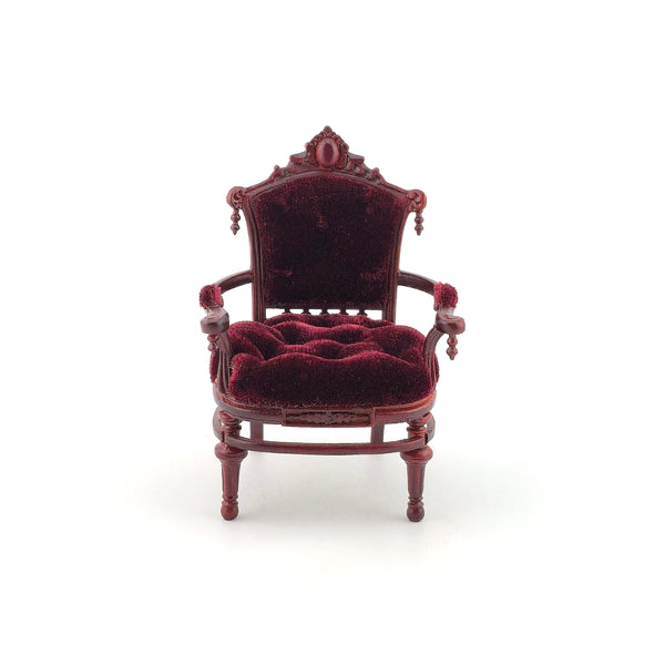 Vintage Bespaq Burgundy Velvet Armchair Miniature 1:12 Scale