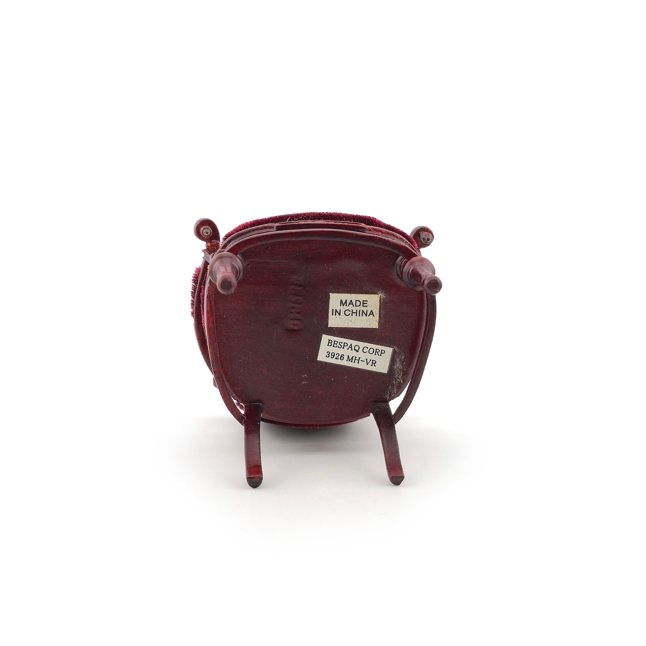Vintage Bespaq Burgundy Velvet Armchair Miniature 1:12 Scale