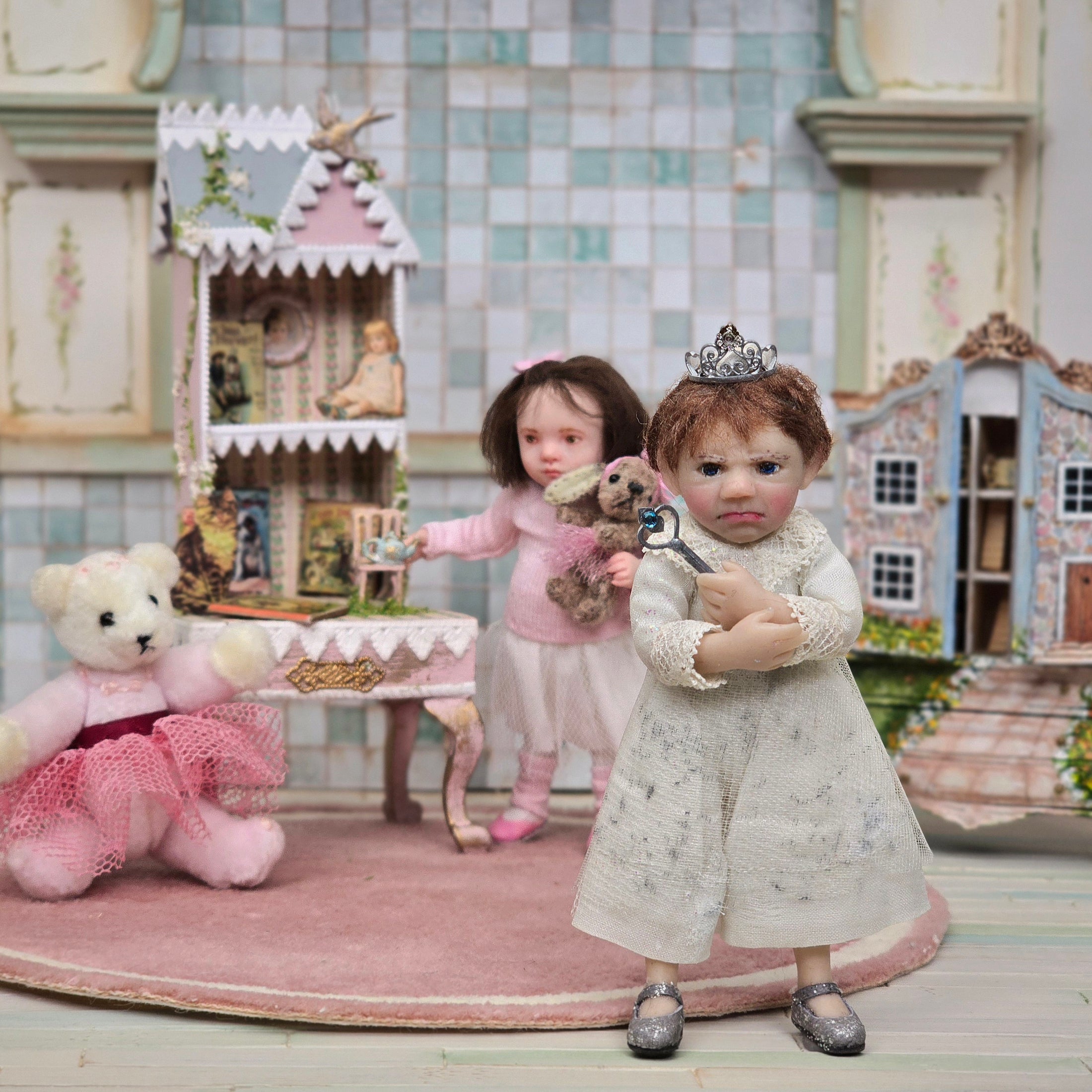 Catherine Muniere Grumpy Little Princess Girl Dollhouse Doll Sculpted Clay