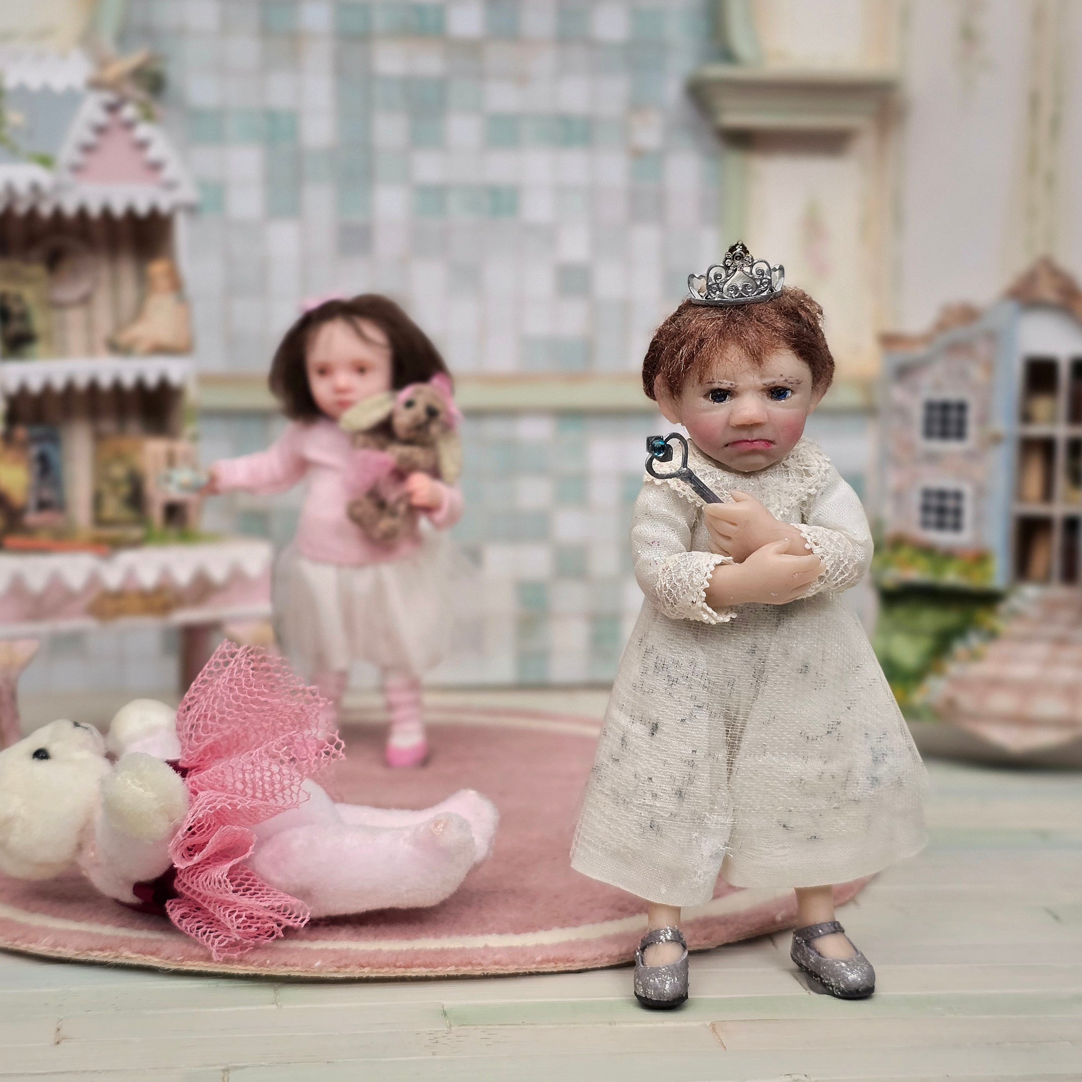 Catherine Muniere Grumpy Little Princess Girl Dollhouse Doll Sculpted Clay