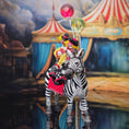 Load image into Gallery viewer, Maureen Thomas OOAK Circus Zebra with Two Child Clown Dolls & Balloons
