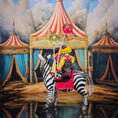 Load image into Gallery viewer, Maureen Thomas OOAK Circus Zebra with Two Child Clown Dolls & Balloons
