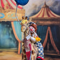 Load image into Gallery viewer, Maureen Thomas Circus Giraffe with Child Clown & Balloon 1:12 Dollhouse Miniature
