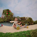 Load image into Gallery viewer, Le Coffre d’Emilie Mohair Teddy Bear Mint Go-Kart Racer with Yellow Wheels
