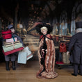 Load image into Gallery viewer, Porcelain Lady in Mohair Velvet Cape & Feathered Hat Dollhouse Doll
