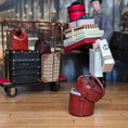 Load image into Gallery viewer, Vintage Victorian Leather Hat Box with Floral Fabric Lining 1:12
