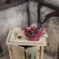 Load image into Gallery viewer, Artisan Miniature Wash Basin with Dirty Dishes on Gingham Cloth in 1:12 Scale
