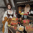 Load image into Gallery viewer, Artisan Miniature Autumn Wine Hutch Display with Grapes, Crates & French Labels
