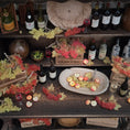 Load image into Gallery viewer, Artisan Miniature Autumn Wine Hutch Display with Grapes, Crates & French Labels
