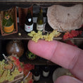 Load image into Gallery viewer, Artisan Miniature Autumn Wine Hutch Display with Grapes, Crates & French Labels
