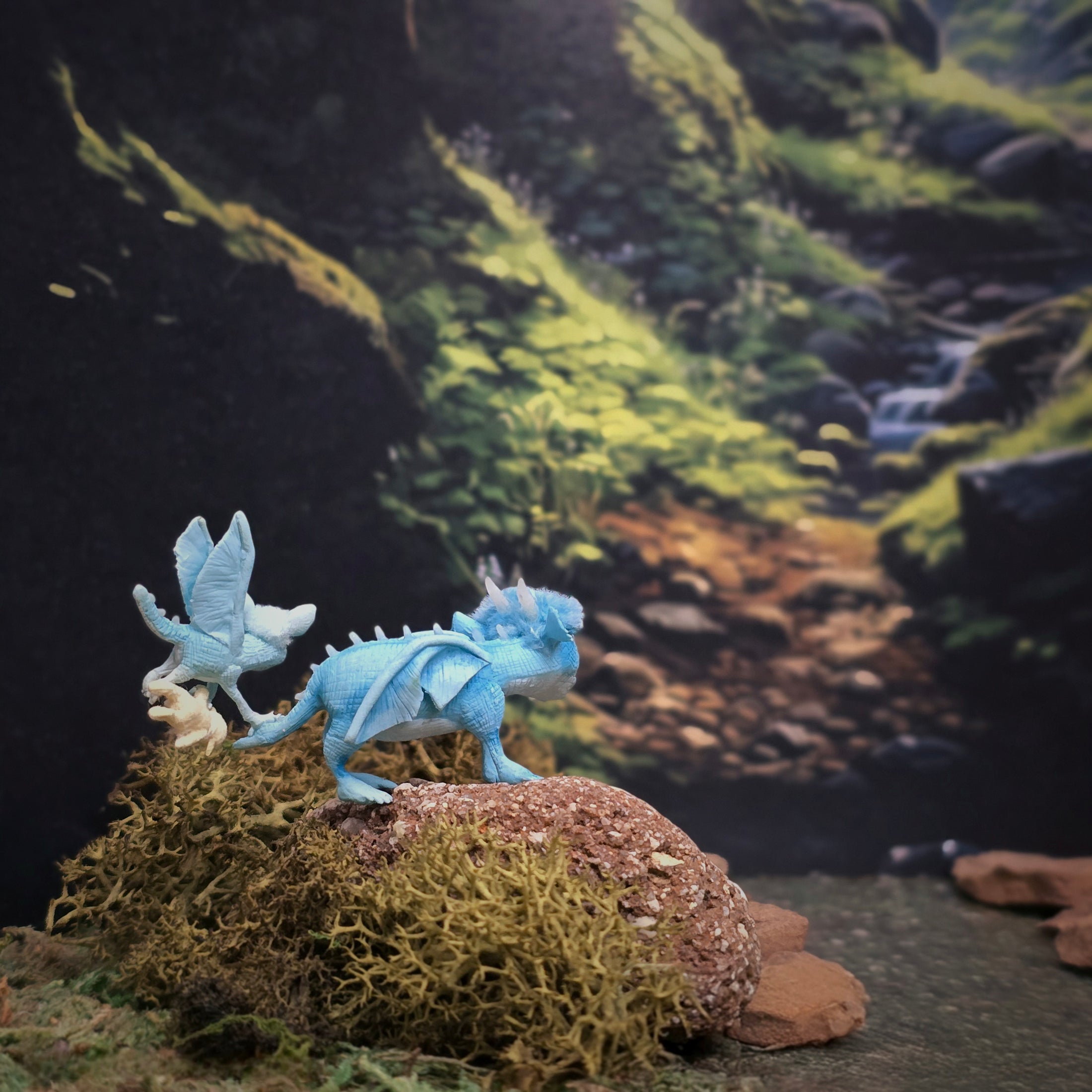 Aleah Klay OOAK Mother & Baby Dragon with Tiny Toy Dragon Fantasy Sculpture