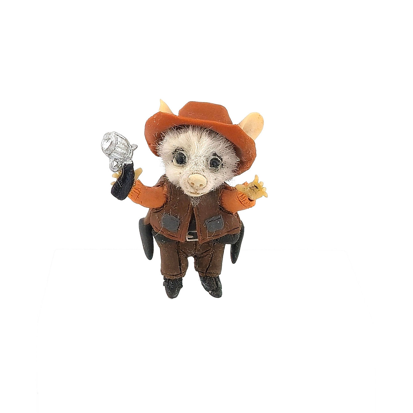 Aleah Klay OOAK Miniature Cowboy Mouse with Revolver & Western Outfit