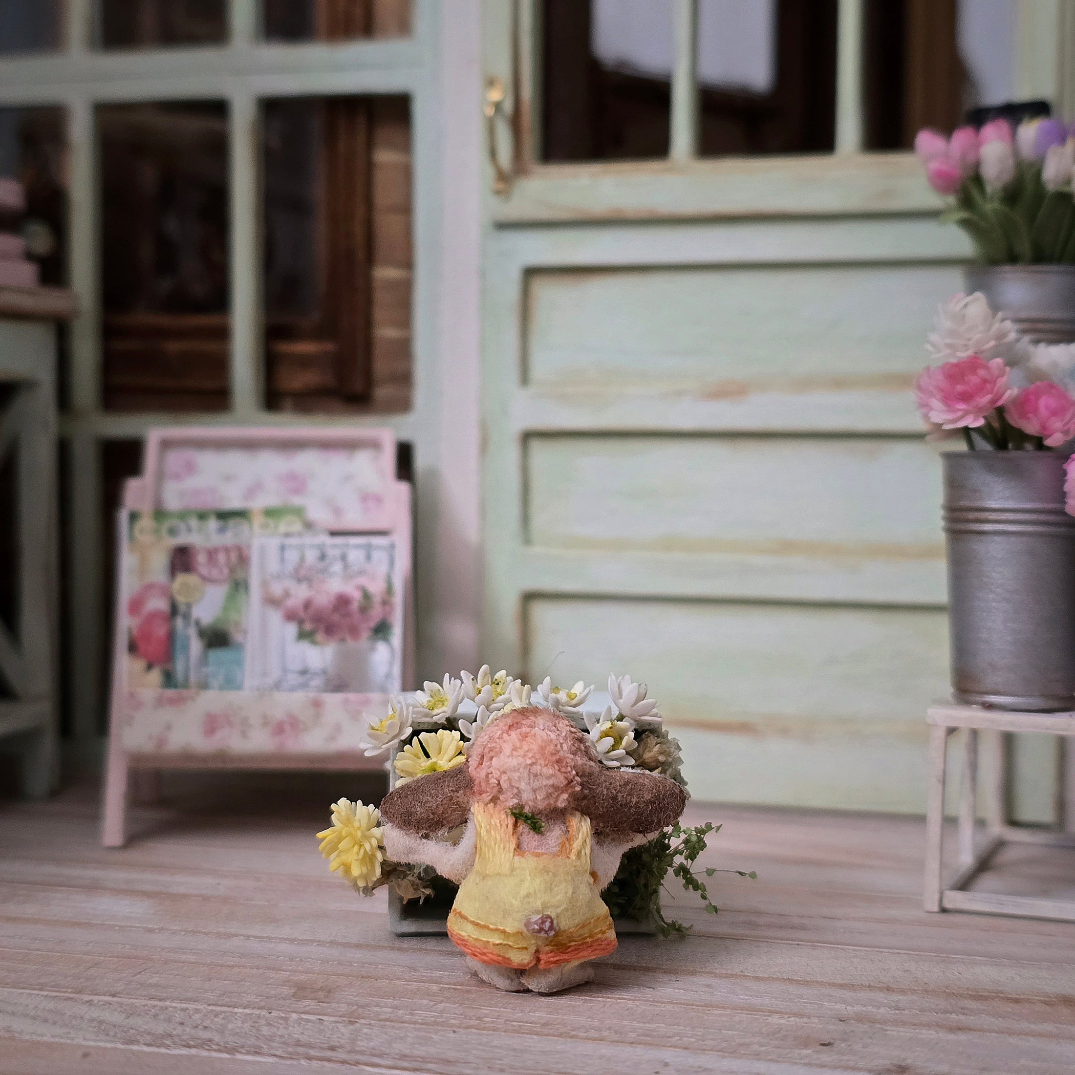 Aleah Klay OOAK Baby Bunny in Duckling Outfit Miniature Fantasy Sculpture
