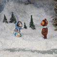 Load image into Gallery viewer, Aleah Klay OOAK Winter Mouse Girl with Snowman Basket & Blue Hooded Coat
